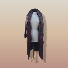 Load image into Gallery viewer, 70s Coat Bergundy Oxblood Leather Trench Spy