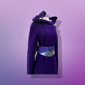 60’s 70’s Wool Royal Purple Cape Full Length Wool Hooded Cape