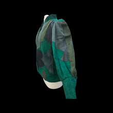 Load image into Gallery viewer, Vintage Mosaic Green Suede and Embossed Leather Dolman Sleeves Jacket