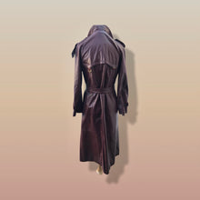 Load image into Gallery viewer, 70s Coat Bergundy Oxblood Leather Trench Spy