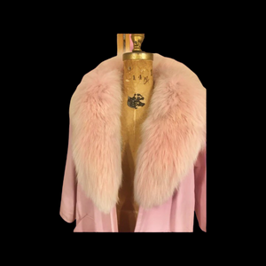 60s Pink Leather and Fox Fur Coat “Throw and Go” Swing