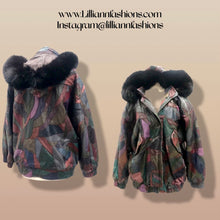 Load image into Gallery viewer, Patchwork Leather Bomber with Hood Trimmed with Fox Fur Bomber