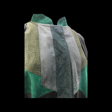 Load image into Gallery viewer, Vintage Mosaic Green Suede and Embossed Leather Dolman Sleeves Jacket