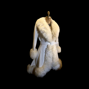 60’s 70’s  Coat Shearling Wool White Cream Princess Shearling Afghan Russian Princess