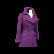 Load image into Gallery viewer, 60’s Purple coat full length wool military double breasted