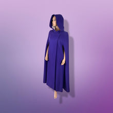Load image into Gallery viewer, 60’s 70’s Wool Royal Purple Cape Full Length Wool Hooded Cape