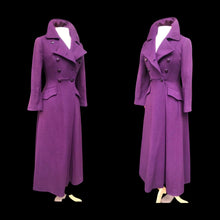 Load image into Gallery viewer, 60’s Purple coat full length wool military double breasted