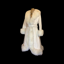 Load image into Gallery viewer, 70’s Princess Shearling Coat Afghan Fit Flare Haight Ashbury White Cream Penny Lane Almost Famous Hippy M/L Mod