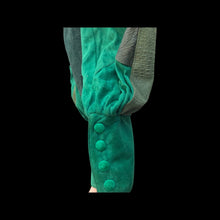 Load image into Gallery viewer, Vintage Mosaic Green Suede and Embossed Leather Dolman Sleeves Jacket