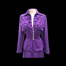 Load image into Gallery viewer, 40’s LIlli Ann Documented Vintage Purple Suit Mint Rhinestone Purple Fit and Flared Two Piece Set Cashmere and Crystals
