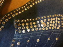 Load image into Gallery viewer, 80’s Glam Denim Studded Jeweled Jacket Made in Paris