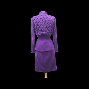 40’s LIlli Ann Documented Vintage Purple Suit Mint Rhinestone Purple Fit and Flared Two Piece Set Cashmere and Crystals