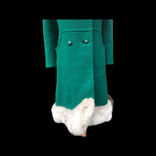 Load image into Gallery viewer, 60’s Green Wool Mod Princess  Coat with Norwegian Silver Fox Fur Collar