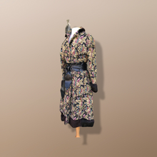 Load image into Gallery viewer, Vintage Tapestry and Carpet Coat Fur Trim with Matching Muff Purse Floral Victorian Inspired Boho