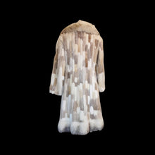 Load image into Gallery viewer, Women's Vintage Fur Coat- 70s Fur Patchwork Mink, Leather, Fox Fur Nature's Colors Mosaic Princess Ultra Warm Coat Long Rare