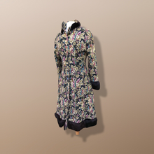 Load image into Gallery viewer, Vintage Tapestry and Carpet Coat Fur Trim with Matching Muff Purse Floral Victorian Inspired Boho