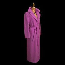 Load image into Gallery viewer, Vintage Women's Coat Pink Purple Full Length 90s 70s Cashmere Removeable Fur Collar Career Evening Out Pink Purple