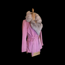 Load image into Gallery viewer, Rare Pink 70's Suede Vintage Women's Coat Jacket Shearling Fit Flare Princess Hippy Boho Penny Lane bubblegum Pink Pinup