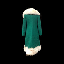 Load image into Gallery viewer, 60’s Green Wool Mod Princess  Coat with Norwegian Silver Fox Fur Collar