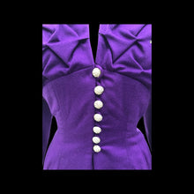 Load image into Gallery viewer, 40’s LIlli Ann Documented Vintage Purple Suit Mint Rhinestone Purple Fit and Flared Two Piece Set Cashmere and Crystals