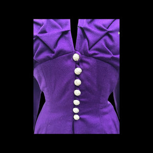 40’s LIlli Ann Documented Vintage Purple Suit Mint Rhinestone Purple Fit and Flared Two Piece Set Cashmere and Crystals