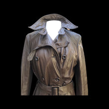 Load image into Gallery viewer, 70’s Leather Trench Spy Brown Coat