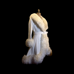 60’s 70’s  Coat Shearling Wool White Cream Princess Shearling Afghan Russian Princess