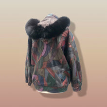 Load image into Gallery viewer, Patchwork Leather Bomber with Hood Trimmed with Fox Fur Bomber