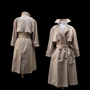 70’s 80’s Vintage Spy Coat Trench in Camel with Leather Detail