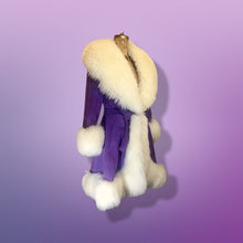 Load image into Gallery viewer, Lilli Ann Purple Suede and Massive Shearling Coat Penny Lane Almost Famous Afghan Curly Lamb  Princess Cut Fit and Flare Hippie Chic Modo