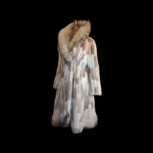 Load image into Gallery viewer, Women's Vintage Fur Coat- 70s Fur Patchwork Mink, Leather, Fox Fur Nature's Colors Mosaic Princess Ultra Warm Coat Long Rare