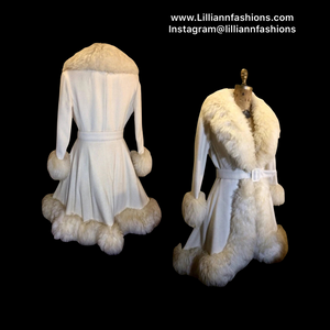 60’s 70’s  Coat Shearling Wool White Cream Princess Shearling Afghan Russian Princess