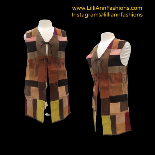 70s Patchwork Suede Leather Vest