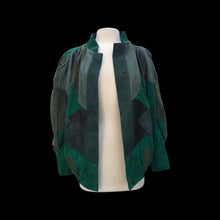 Load image into Gallery viewer, Vintage Mosaic Green Suede and Embossed Leather Dolman Sleeves Jacket