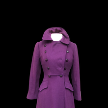 Load image into Gallery viewer, 60’s Purple coat full length wool military double breasted