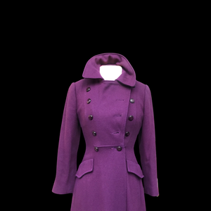 60’s Purple coat full length wool military double breasted