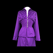 Load image into Gallery viewer, 40’s LIlli Ann Documented Vintage Purple Suit Mint Rhinestone Purple Fit and Flared Two Piece Set Cashmere and Crystals
