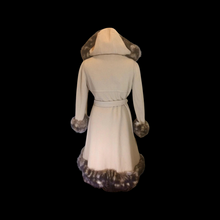 Load image into Gallery viewer, Pinup Hooded Fox Fur Princess Camel Wool Tiger Striped Print 50s 60s Fit and Flare Coat S/M Russian Princess