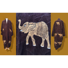 Load image into Gallery viewer, Suede Oversized Embroidered Elephant Coat Robe