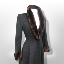 Load image into Gallery viewer, 50’s 60’s Vintage Wool Gray Princess Coat with Sheared Beaver Collar and Cuffs