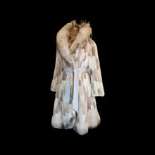 Load image into Gallery viewer, Women's Vintage Fur Coat- 70s Fur Patchwork Mink, Leather, Fox Fur Nature's Colors Mosaic Princess Ultra Warm Coat Long Rare