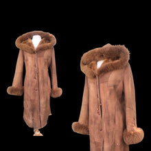Load image into Gallery viewer, Suede Hooded Fox Fur Trim Coat