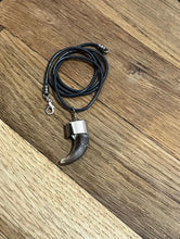 Load image into Gallery viewer, Wolf Claw Necklace on 23” Leather Cord