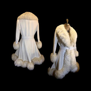 60’s 70’s  Coat Shearling Wool White Cream Princess Shearling Afghan Russian Princess