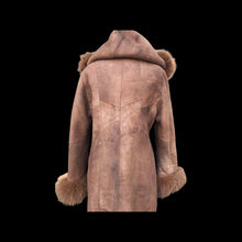 Load image into Gallery viewer, Suede Hooded Fox Fur Trim Coat