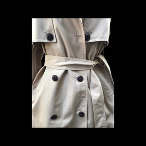 70’s 80’s Vintage Spy Coat Trench in Camel with Leather Detail