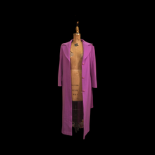 Load image into Gallery viewer, Vintage Women's Coat Pink Purple Full Length 90s 70s Cashmere Removeable Fur Collar Career Evening Out Pink Purple