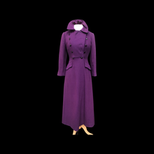 Load image into Gallery viewer, 60’s Purple coat full length wool military double breasted