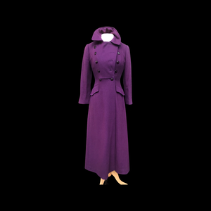 60’s Purple coat full length wool military double breasted