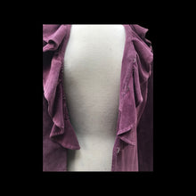 Load image into Gallery viewer, Suede Purple Shirt Jacket Ruffled Collar